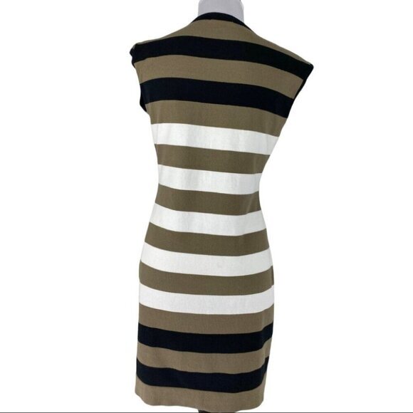 Calvin Klein Women's White Tan Striped Stretchy Knit Dress Small/C38‎ - Picture 6 of 8